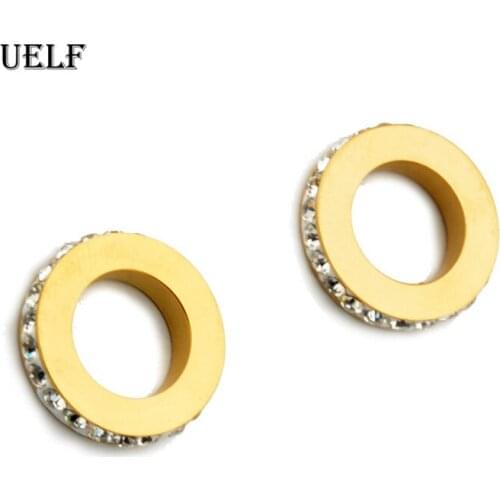 Uelf AAA CZ Shiny Wedding Stud Earrings Set for Women Men Crystal Jewelry Accessories Earing Oorbellen Free Shipping