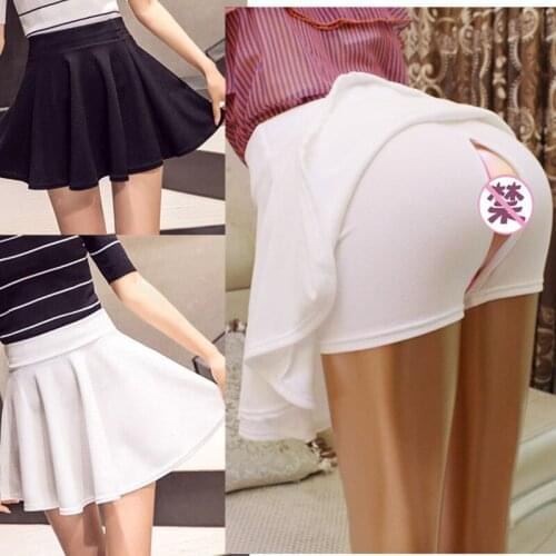 Outdoor Sex A-line Skirt Women Safety Short Pants Zipper Crotch Sexy Mini Skirts Womens Sexual Clothes Erotic Night Party Wear