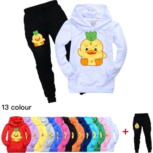 2021Spring Boys Girls Outfits Children Clothing Toddler Leisure Hoodie Pants 2pcs Set Kids Jogging Baby Funny Casual Sports Suit
