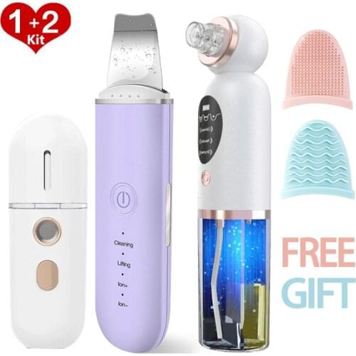Water Cycle Small Bubble Blackhead Remover Ultrasonic Skin Scrubber Vibration Face Spatula Facial Scrubber Cavitation Peeling