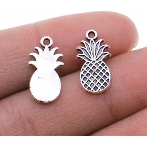 WYSIWYG 10pcs 17x9mm Vintage Pineapple Pendants Charm 2 Colors Pineapple Pendants Charm Pineapple