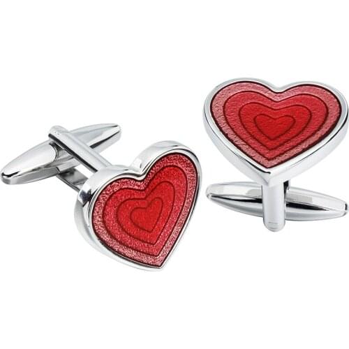HAWSON Cufflinks Red Romantic Heart-Shaped for French Cuffs with Gift Box for Mens Shirt Love & Romance Valentines Day Gift