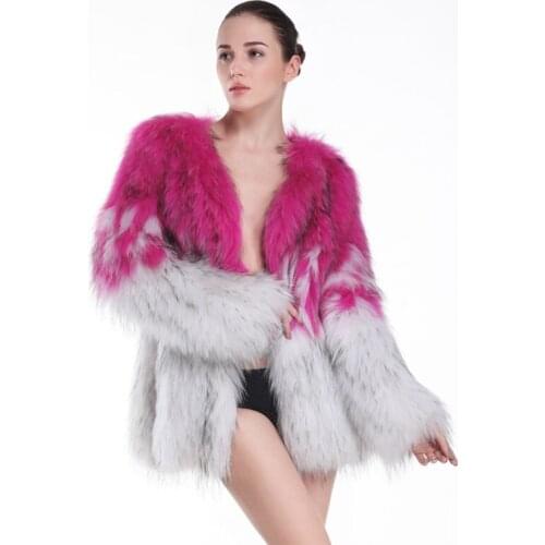 ZY89020 Korean Fashion Design Clothes For Women Winter Coats Knitted Real Raccoon Fur Warm Fur Coat