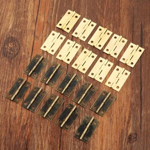 10pcs Antique 4 Holes Jewelry Boxes Decorative Hinges Cabinet Drawer Door Butt Hinges for Furniture Hardware 30*18mm with Screws