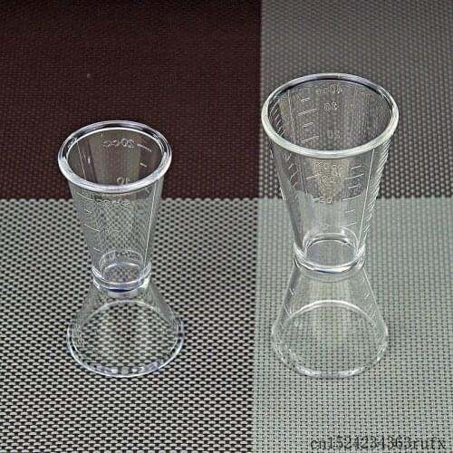 100 Pcs Double Measuring Cup Jigger Cocktail Shaker Jigger Ounce Cup Plastic Milk Tea Coffee Mixing 40CC 20CC