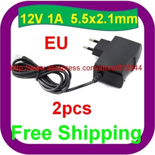 2 pcs Free Shipping EU PLUG DC 12V 1A 1000mA Power Supply Adapter for Network Router