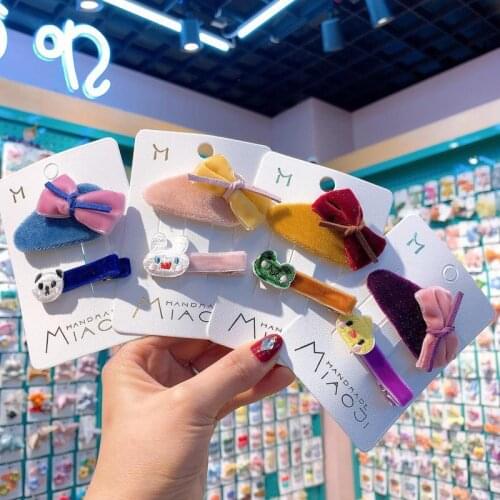 2 Piece Plush Hair Pins Girls Butterfly Hair Accessories Set Baby Clip Cute Cartoon Hair Clip Hairpin Kids Barrettes Headdress