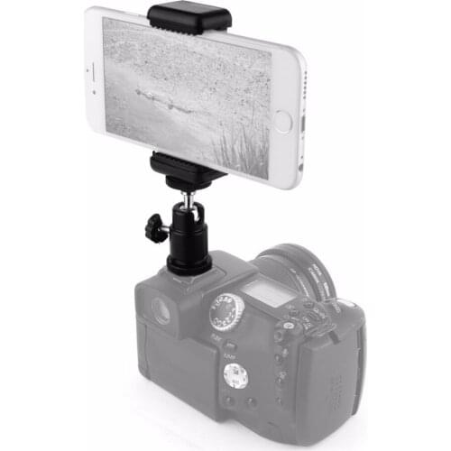 2in1 1 set Mini ball head Hot Shoe+ Phone Tripod Adapter phone holder for iPhone 7 Samsung Huawei cell phone Clip Selfie Monopod