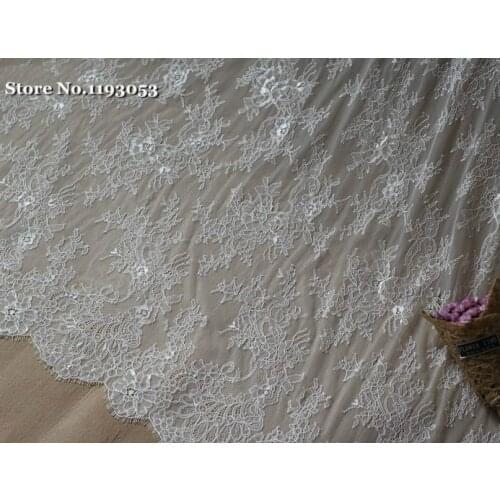3M/Lot 16Colors 150CM Wide High Quality White Jacquard Eyelash Lace Fabric DIY Craft Wedding Dress Clothing Lace Accessories
