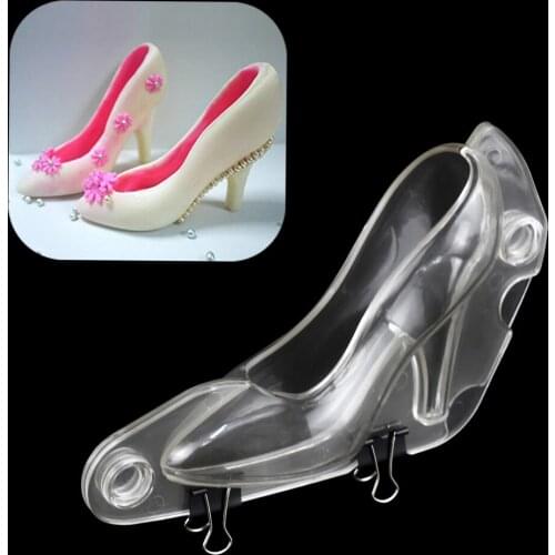 3D lady high-heeled shoes Shape Polycarbonate chocolate Mold Without magnet Baking Chocolate Mould Candy Decorating Pastry Tool