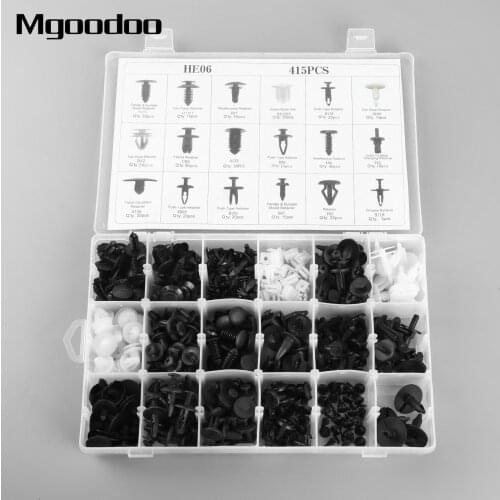 415Pcs 18 Size Auto Fastener Universal Bumper Fixed Clamp Push Retainer Clip Plastic rivet For G M Ford Toyota Honda Chrysler