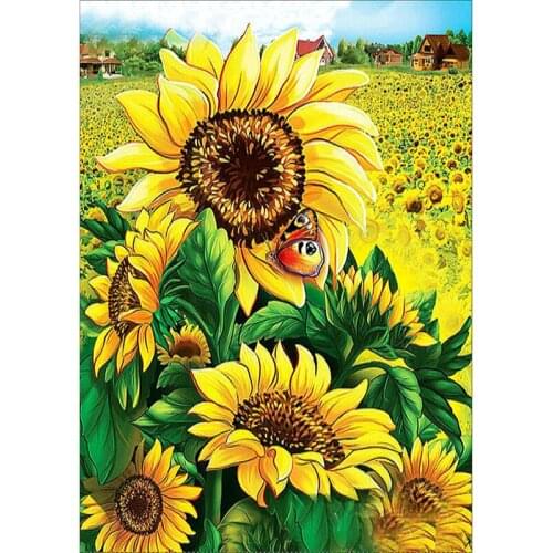 DIY Diamond Painting 5D Cross Stitch Sunflower Crystal Square Diamond Sets Unfinished Decorative Full Diamond Embroidery
