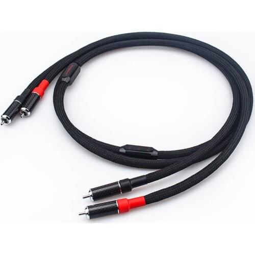 Audiophile OCC Silver Plated Line Carbon Fiber RCA Plug Home Theater Amplifier Audio Cable
