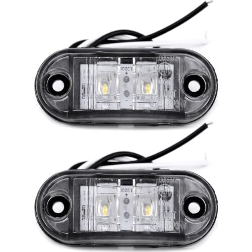 Car Trailer Caravan 12V 2pcs White Side Marker Lights Tail Set Waterproof 0.5W Plastic LED Lamp
