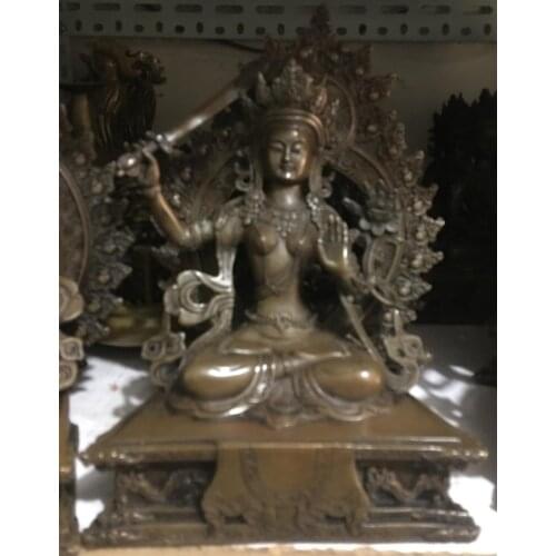 Free Shipping 21cm Bronze Statue Exquisite bronze statue Four arms King Kong Buddha Manjusri Longevity Buddha