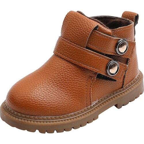 Baby Boys Martin Boots Autumn And Winter New Girls Fur Single Shoes Kids Motorcycle Baby Comfortable And waterproof High Boots