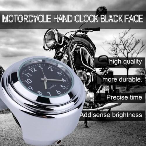 Universal 7/8" Waterproof Chrome Motorcycle Bike Handlebar Mount Quartz Clock Watch Aluminum Luminous Clock Moto Black Accessori