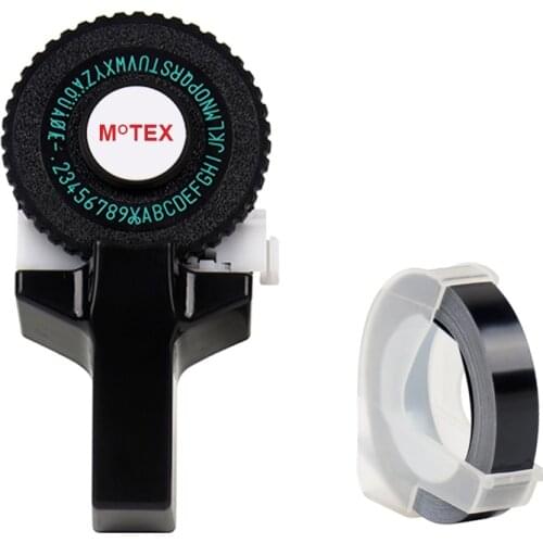 Black MoTeX E101 Label Printer with 1 roll black tape Mini DIY Hand Dymo 3D embossing manual Tape Manual Typewriter