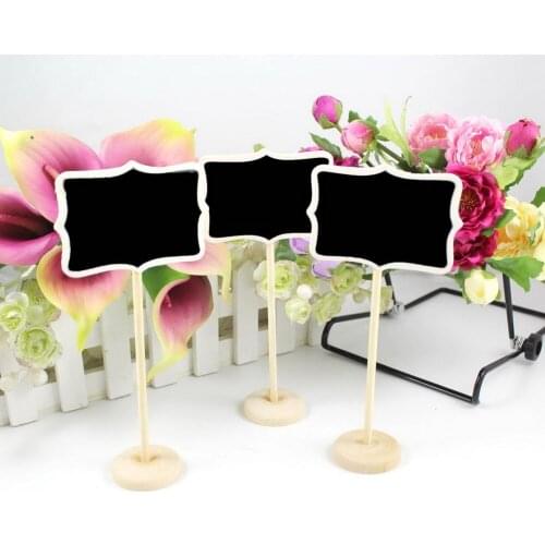 50pcs Mini Wooden Wood Chalkboard Blackboard On Stick Stand Place Card Holder Table Number for Wedding Event Decoration
