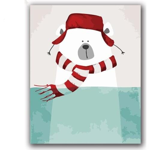 Diy canvas painting by numbers Seabed animals pictures with kits on for children kids room wall decoration