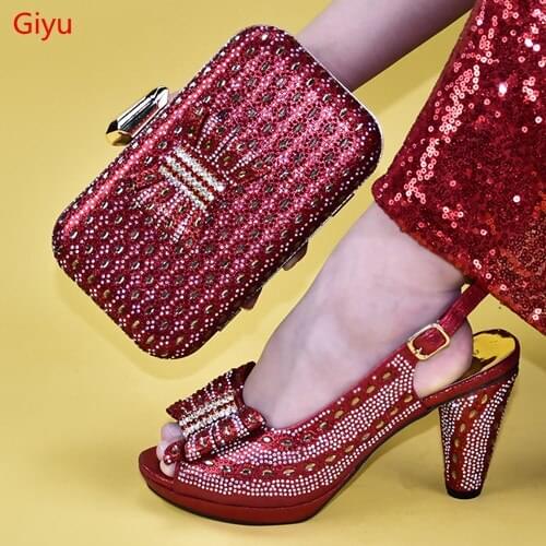 Doershow nice lookingShoes And Bag Matching Set With red Hot Selling Women Italian Shoes And Bag Set For Party Wedding!!HAB1-14