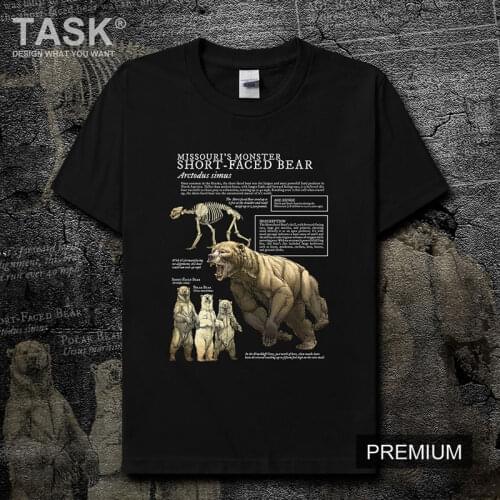 Arctodus Simus Prehistoric Animals of America Illustration Natural Science T-Shirt Cotton O-Neck Short Sleeve mens T Shirt