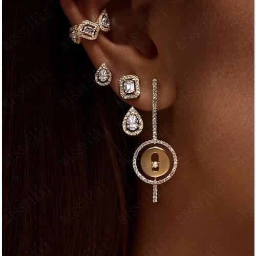 Jimbora High Quality Luxury Shiny Trendy Round Dangle Earrings For Women Wedding Cubic Zirconia CZ DUBAI Bridal Earring Jewelry