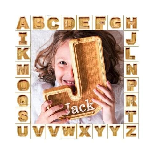 Alphabet piggy bank Wooden Piggy Bank Creative Letter Shaped Twenty-six English Alphabet Piggy Bank