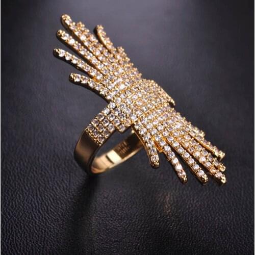 Blucome New Copper Wide Rings Irregular Anel Masculino Prong Setting Zircon Wedding Anillos Multi-Rows/layers Twisted Long Ring