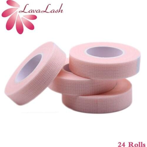 24 Rolls Eyelash Isolation Tape Eyelet Grafting Eyelash Extension Belt Breathable Comfortable Sensitive Resistance Pink Eye Pad