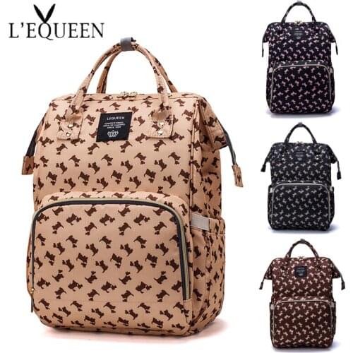 LEQUEEN Fashion Mommy Diaper Bag Mother Waterproof Large Capacity Travel Nappy Backpacks With Anti-Loss Zipper Baby Nursing Bags