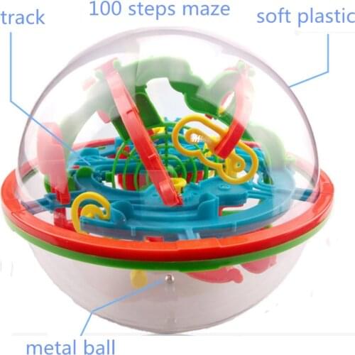 Brain Teaser Game Perplexus Sphere Maze,100 Steps Size Labyrinth Magic Rolling Globe Ball Marble Puzzles for Kids Summer Toy