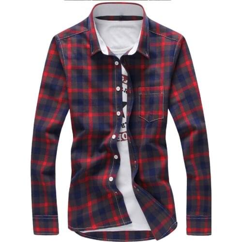 5XL Plaid Shirts Men Checkered Shirt Brand Fad New Fashion Button Down Long Sleeve Casual Shirts Plus Size Drop Shipping