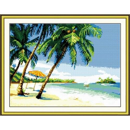 Seaside scenery cross stitch kit 18ct 14ct 11ct count printed canvas stitching embroidery DIY handmade needlework