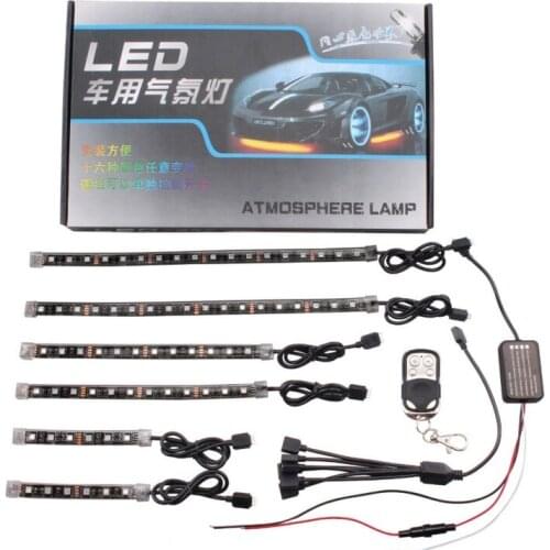 [Seven Neon]Set 6pcs 35W Multi-color RGB LED Light Strips + Wireless Remote+LED Controller for Motorcycle Car ATV SUV Van Truck