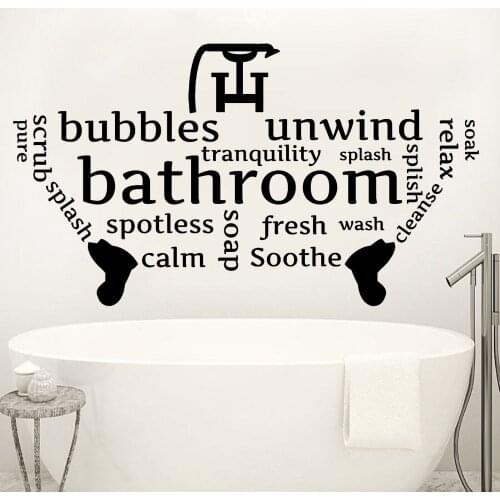 Bathroom Rule Quote Word Text Sticker Wall Vinyl Sticker Decal Waterproof Bathroom Decoration Removable A001847