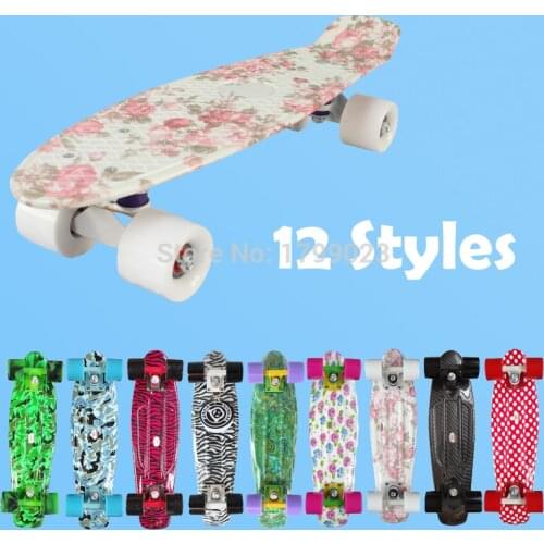2019 New Print Peny Board Skateboard Complete Retro Cruiser Mini Floral Longboard Skate Fish Long Board skate wheel Board 22"