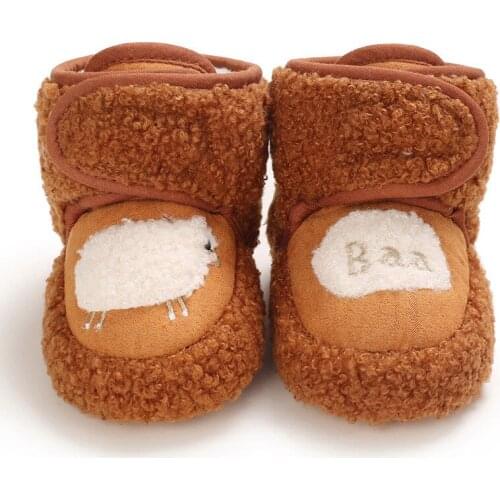 2020 Autumn And Winter New Toddler Shoes Male Baby Female Baby Plus Velvet Warmth Cute Stitching Soft Sole Baby Shoes