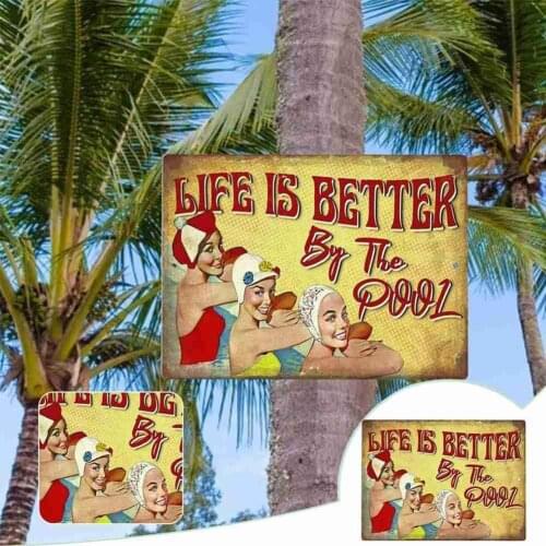 New Style Beach Metal Tin Sign Vintage Summer Metal Plates Beach House Wall Decor Happy Place Bar Kitchen Painting Stickers