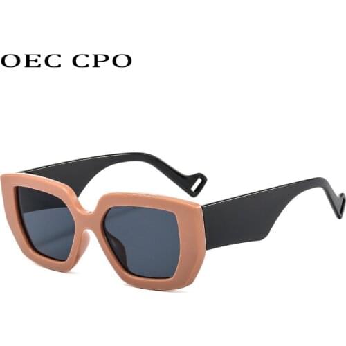OEC CPO New Fashion Square Sunglasses Women Brand Steampunk Pink Black Sun Glasses Female Vintage Shades Men Eyewear UV400 O963