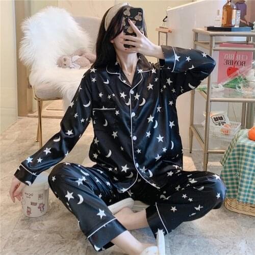 SIZE 8XL 160kg Autumn Pajamas Sets Long Sleeve Ice Silk Long Sleeve sleepwear home oversize Pajamas Suit Homewear