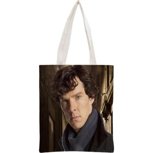 Custom Benedict Cumberbatch Tote Bag Reusable Handbag Women Shoulder Foldable Cotton Canvas Shopping Bags