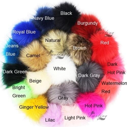 Furling 12pcs Pom Poms DIY Wholesale 10cm Soft Faux Fox Fur Pom Pom Ball for Knitting Hat Accessories Keychain Accessory