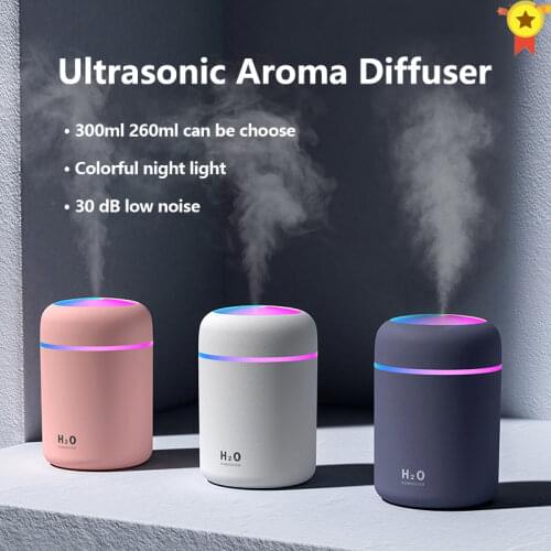 Portable Air Humidifier USB Ultrasonic Aroma Essential Oil Diffuser Romantic Soft Light Humidifier Mini Cool Mist Maker Purifier