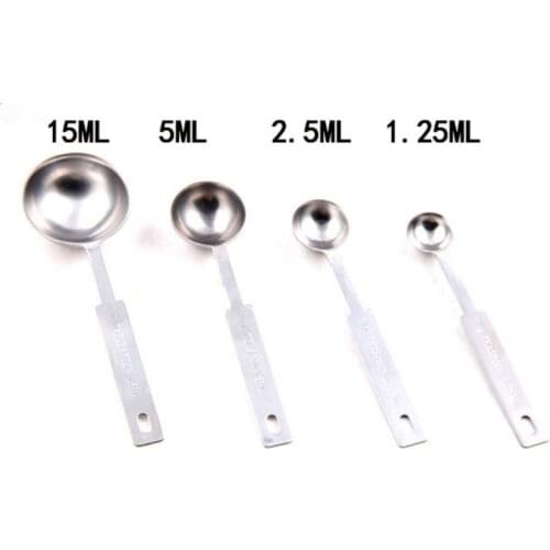 Practical kitchen tools Cooking tools Spatula Four Pieces Set Stainless Steel Measuring Spoon Cup Seasoning Scoops Sauce Spoon