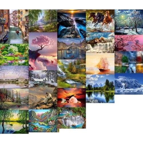 R6454 landscape waterfall beauty cross stitch kit people 18ct 14ct 11ct count canvas stitches embroidery DIY handmade needlework