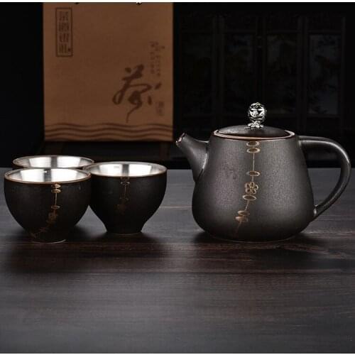 Silver pot, sterling silver 999 teapot, handmade, Japanese teapot, side handle pot, sterling silver pot, smoke pot