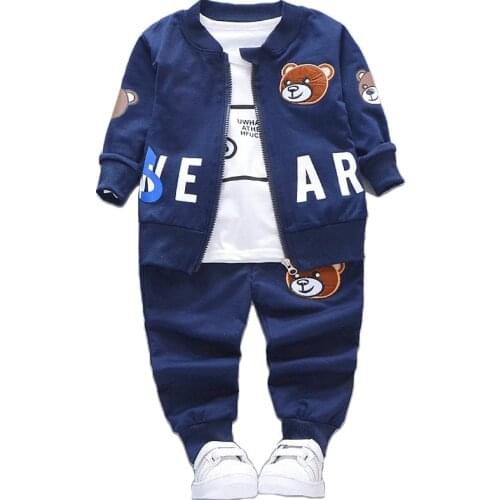 Spring Autumn Baby Girl baby boy clothes Shirt+Coat+Pants 3piece suit Sports and leisure cartoon Cotton Leisure Suits 6Mon-4 Yrs
