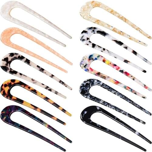 Hairpin Headdress U Shaped Plate Hair Fork Reusable Acetate Hairpin Ladies and Girls Hairdressing Tools
