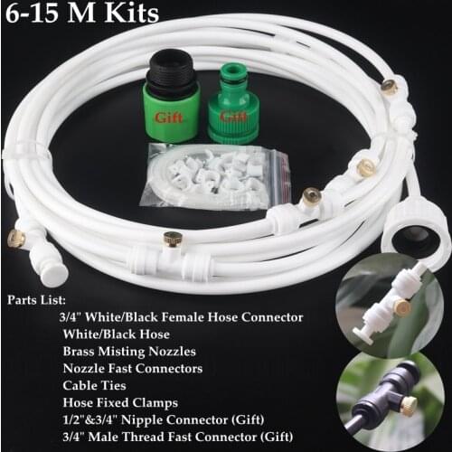 6m~15m Outdoor Misting Cooling System Kit Greenhouse Garden Patio Watering Irrigation System Gardening Micro Irrigation Kits